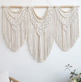 Achart tenture macramé face complète montrant impact décoratif instantané