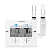 AcuRite afficheur frontal montrant températures frigo et congélateur, lecture rapide
