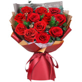 ADDWel boîte ouverte montrant 12 roses préservées rouges et éclairage LED pour offrir
