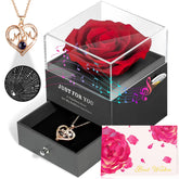 ADDWel coffret devant montrant rose, collier et boîte à musique, cadeau élégant