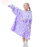 Aemicion plaid capuche devant montrant motif lavande et pois, chaleureux