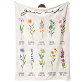 Afterprints plaid face recto avec motif floral et texte inspirant, apporte réconfort
