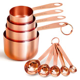 AGRUS ensemble face avant montrant tasses et cuillères cuivre rose et gain d’espace