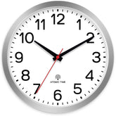 AKCISOT horloge murale argentée vue de face, design élégant et lisibilité améliorée