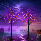 Albelt arbre noir face avec LED orange et violet, apporte ambiance Halloween