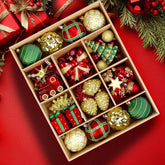 Alupssuc ensemble de 82 boules de Noël rouge vert or, vue d'ensemble utile
