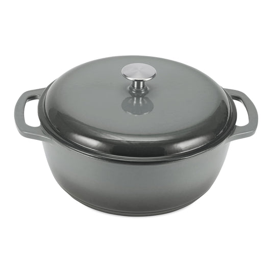 Amazon Basics cocotte face avant gris montrant poignées robustes et design pratique