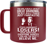 AMAZPRINTS tasse bordeaux face avant montrant design et praticité