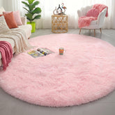 Amdrebio tapis rond face avant montrant couleur rose et look cosy