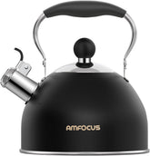 AMFOCUS bouilloire vue de face montrant le fini miroir et design élégant