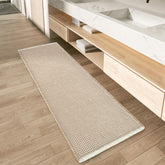AMOAMI vue avant du tapis 2'x5' marron et crème, esthétique et absorbant
