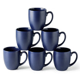 AmorArc vue avant du mug bleu mat, design élégant et capacité généreuse