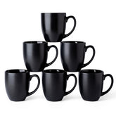 AmorArc ensemble de six mugs noir mat pour grandes boissons, parfait pour réceptions