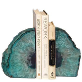 AMOYSTONE serre-livres géode face avant vibrant teal et maintien stable
