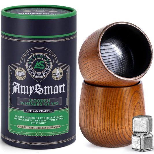 Amysmart verre bois devant et packaging prêt à offrir, design durable