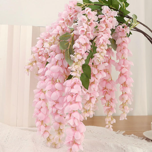AROIUO pack de 4 guirlandes de glycine rose pour décoration immédiate et pratique