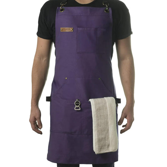 Asaya tablier violet face montrant protection et style