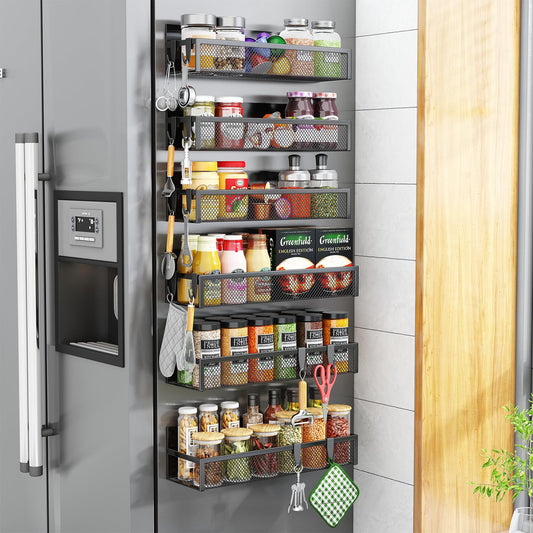Aufworld étagère magnétique face avant montrant six paniers et rangement compact