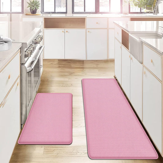 AUTODECO ensemble de tapis de cuisine rose vue frontale confort antifadigue