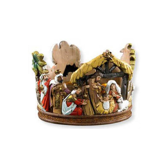 Avalon Gallery couronne de l'Avent vue face montrant la crèche et quatre porte-bougies, ajoute chaleur décorative