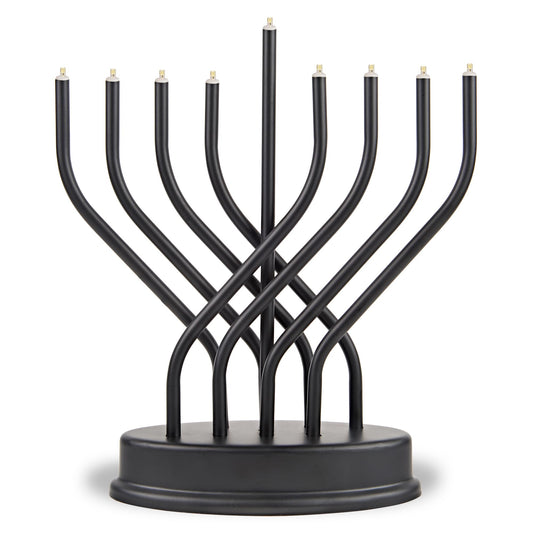 Aviv Judaica menorah vue de face finition mate noire, design élégant et sûr