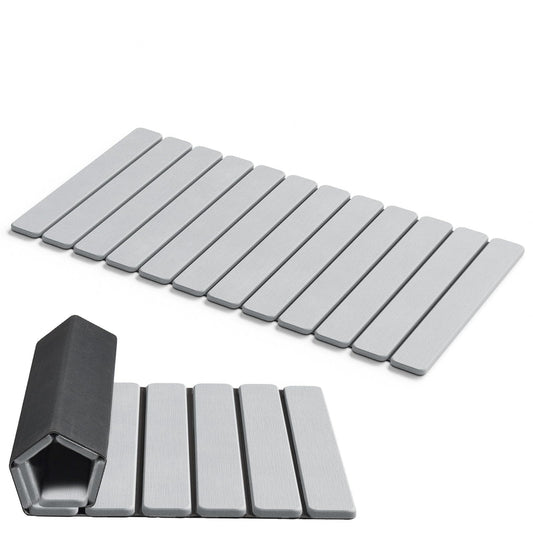 AWW tapis de bain face avant gris clair montrant surface absorbante