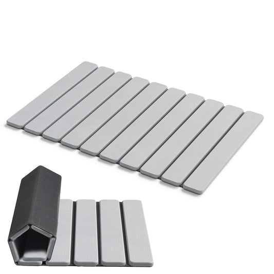 AWW tapis de bain face avant gris clair montrant un sol sec et propre