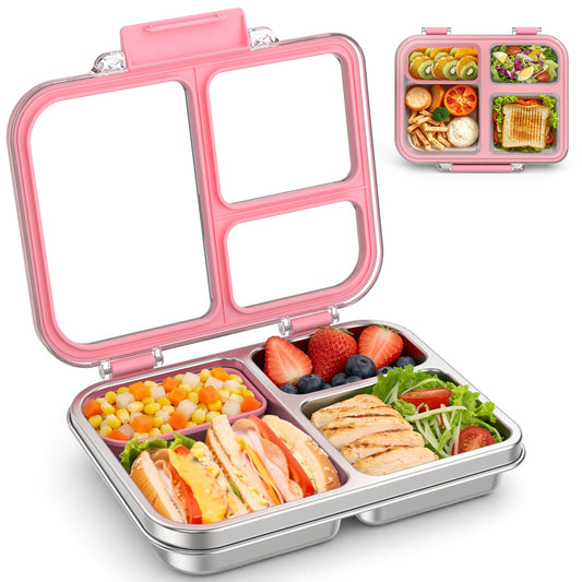 BABHAMNESS boîte bento rose face avant montrant la fermeture étanche et praticité