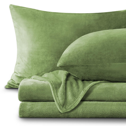BEDELITE ensemble de draps Queen vert présenté sur lit, confort et chaleur