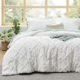 Bedsure vue de face du set comforter twin montrant le style boho et la finition propre