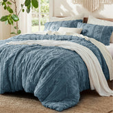 Bedsure couette Dusty Blue face avant montrant le motif boho et un rendu soigné