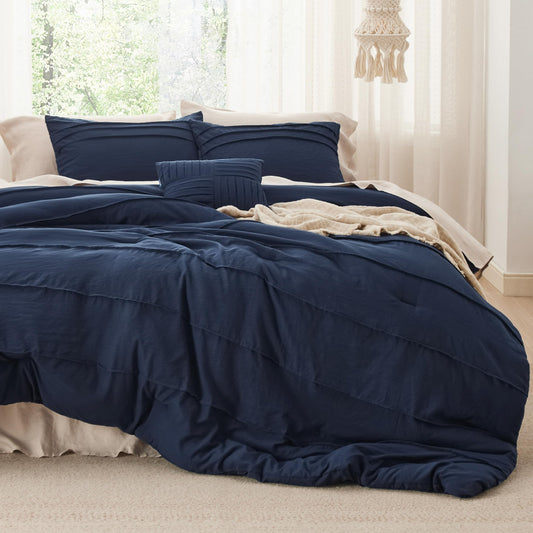 Bedsure couette face avant bleu marine montrant design boho et confort