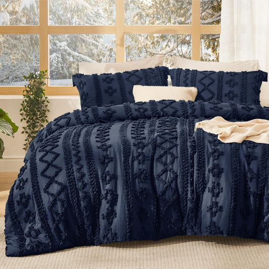 Bedsure couette face navy montrant style bohème et confort visuel