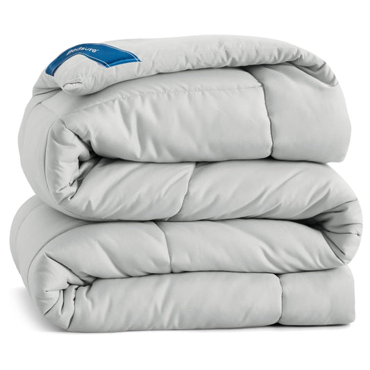 Bedsure couette pliée montrant finition et gain de place pour rangement