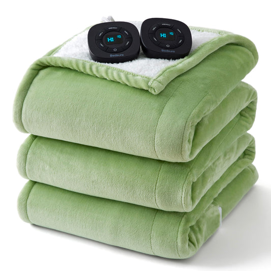 Bedsure couverture chauffante recto verso montrant douceur et polyvalence