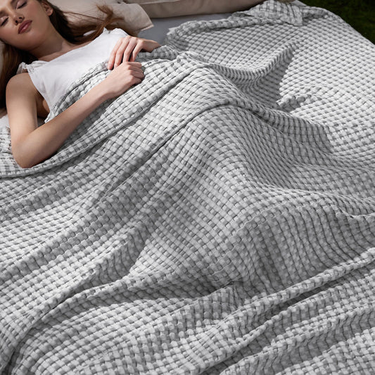 Bedsure couverture gaufrée face avant montrant taille queen et style