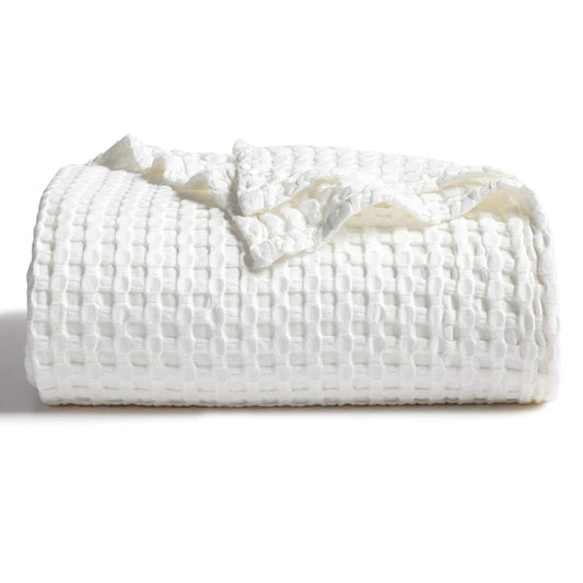 Bedsure couverture ivoire Twin XL vue de face, apporte fraîcheur