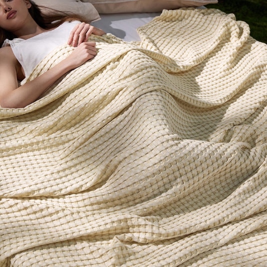 Bedsure couverture waffle vue de face apportant fraîcheur esthétique