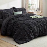 Bedsure vue frontale de l'ensemble king noir montrant un style élégant et apaisant
