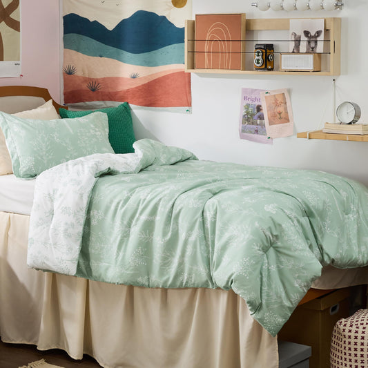 Bedsure face avant de la couette Sage Green montrant motif floral et confort décoratif
