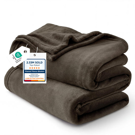 Bedsure couverture face avant montrant couleur marron et présentation soignée