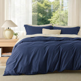 Bedsure housse de couette face avant bleu marine, look élégant et apaisant