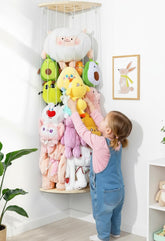 Befayoo rangement d'angle face montrant peluches organisées et accès facile