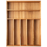 Besilord organisateur acacia vue de face montrant 7 compartiments et rangement ordonné