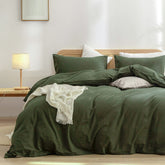 BESTOUCH housse de couette olive vue de face apportant élégance