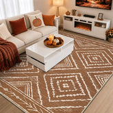 BESTSWEETIE face avant du tapis jaune-marron montrant motif tribal et chaleur décorative