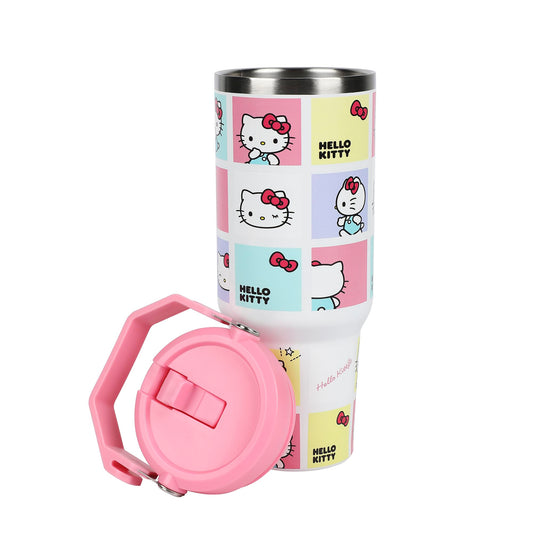 Bioworld gobelet face avant montrant motifs Hello Kitty et couleur blanche, design attrayant