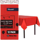 Bluetable nappe rouge face avant posée sur table protège et décore