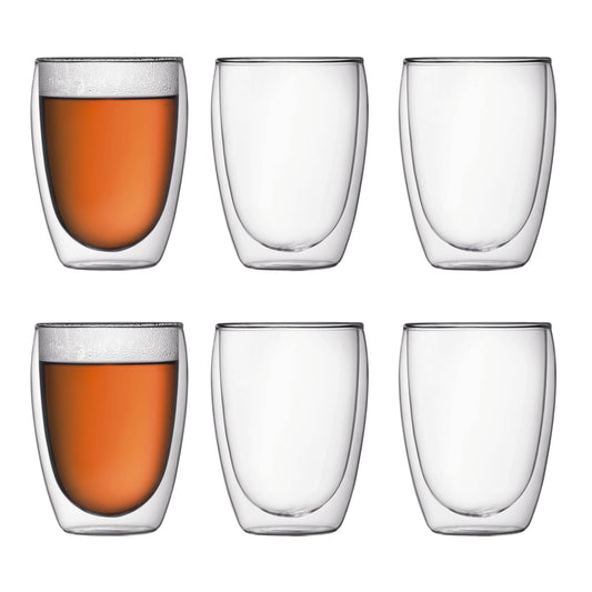 Bodum Pavina lot de six verres transparents montrant design et capacité