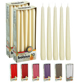 BOLSIUS pack 20 face montrant bougies ivoire et gain de temps